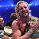 An emotional Kenny Omega celebrates his IWGP Heavyweight Championship victory—and anointing as NJPW’s official top star—last month at Dominion 2018.